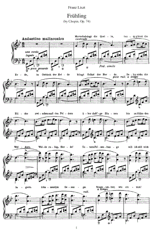 (李斯特改编肖邦版)Fruhling(Chopin)原版五线谱钢琴谱正谱