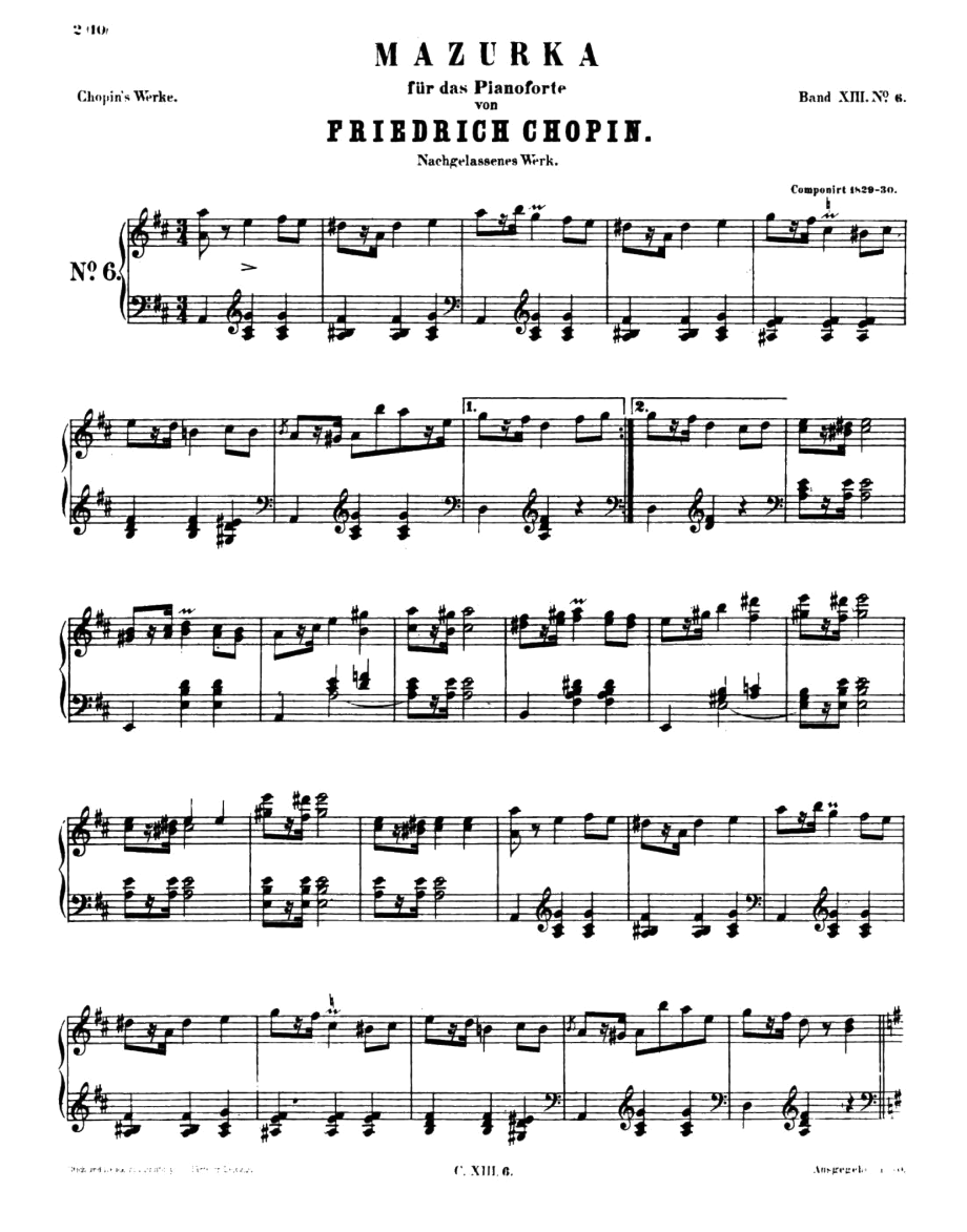 (肖邦马祖卡)MazurkaInDMajor(1820)原版五线谱钢琴谱正谱_第1页