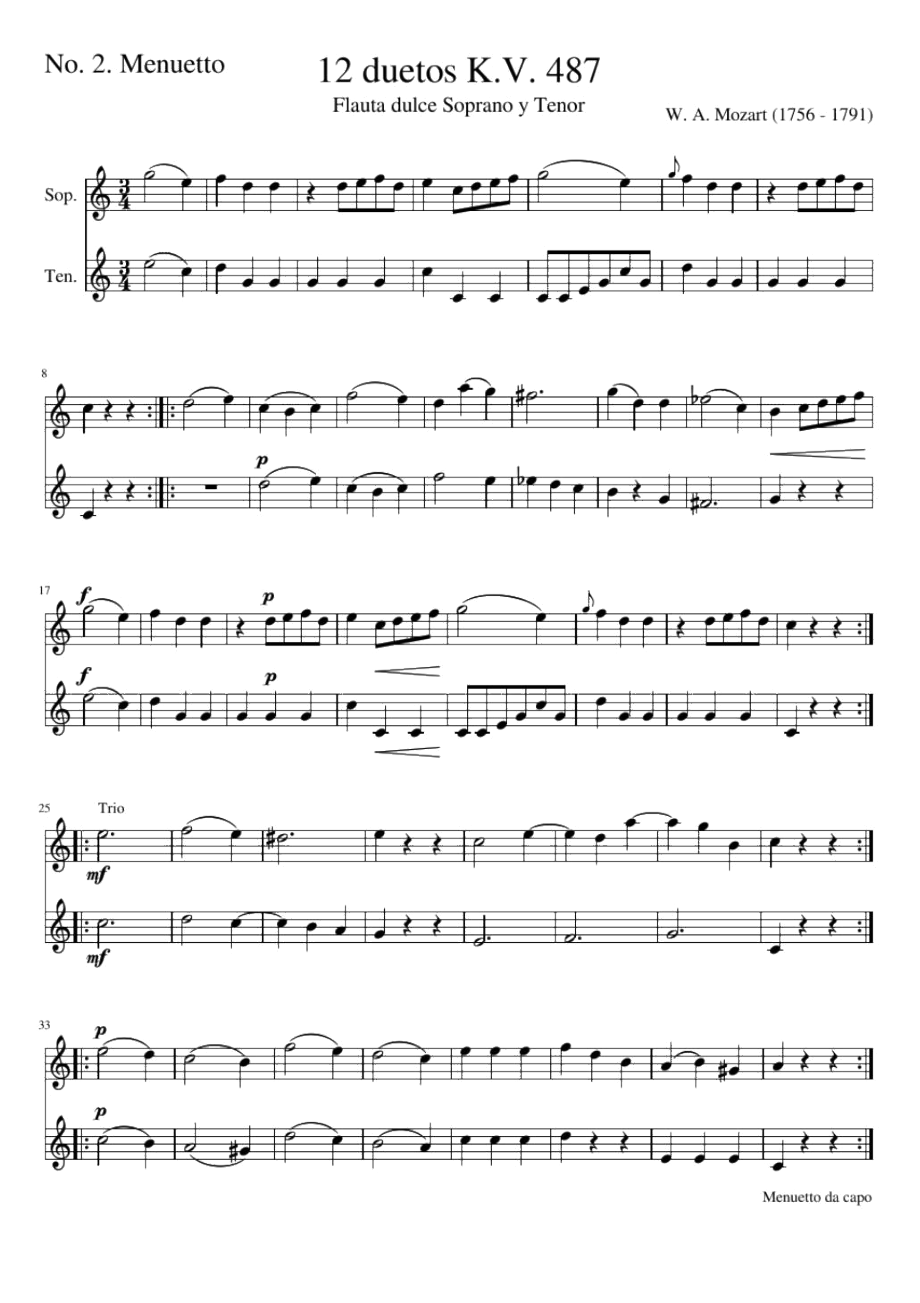 12duetosK.V.487(莫扎特)原版正谱五线谱钢琴谱_第1页