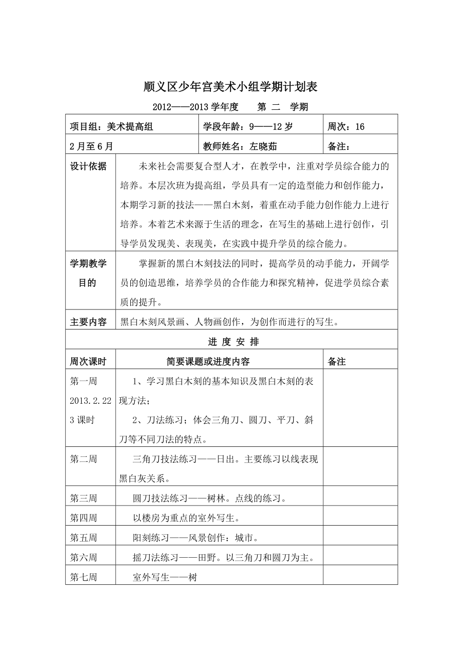 左晓茹2013教学计划_第1页