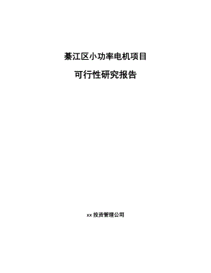 綦江区小功率电机项目可行性研究报告