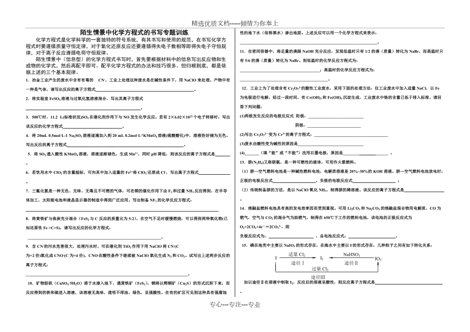 陌生化学方程式的书写(共2页)_第1页