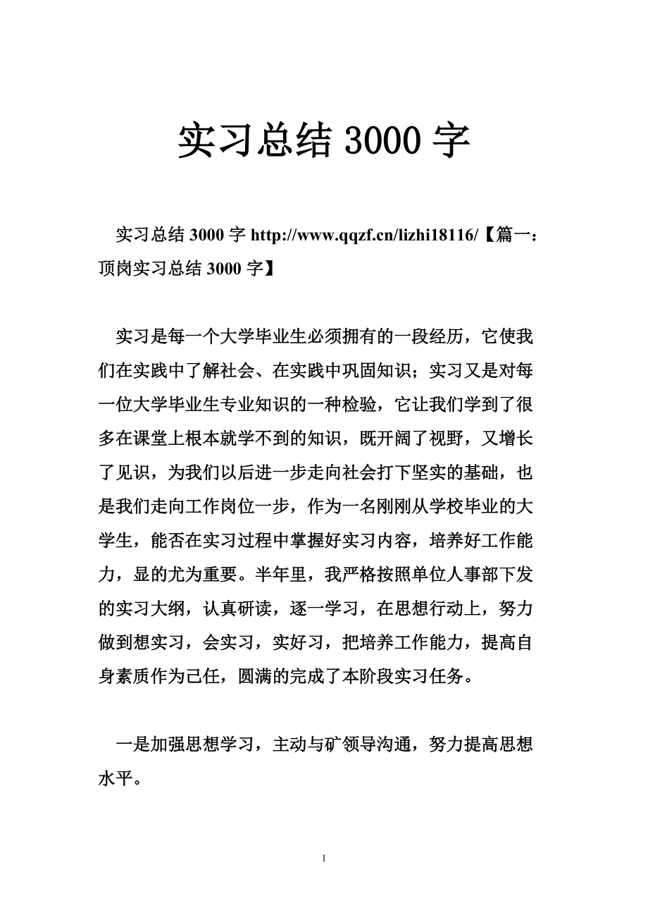 实习总结3000字