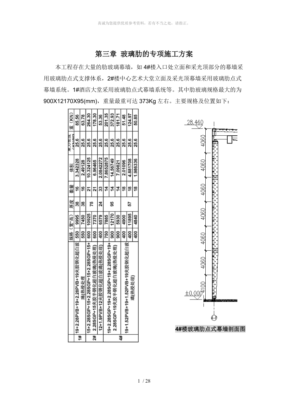 玻璃肋的专项施工方案_第1页