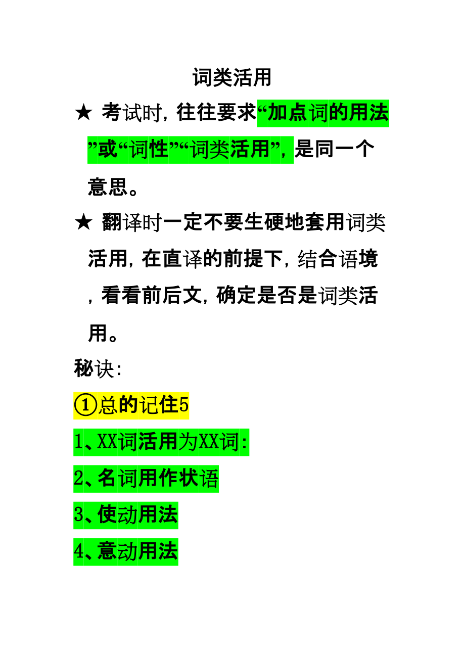 詞類活用初中例子適合高一新生高考語文知識點_第1頁