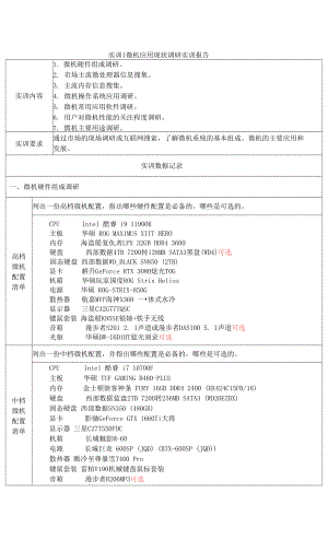 實訓(xùn)1 微機應(yīng)用現(xiàn)狀調(diào)研實訓(xùn)報告