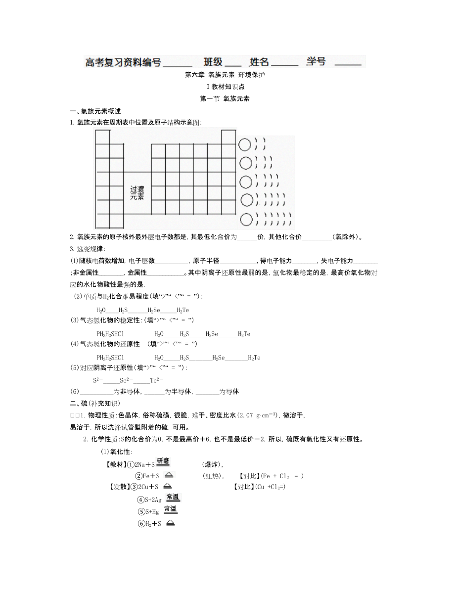 高考復(fù)習(xí) 氧族元素 環(huán)境保護(hù)_第1頁(yè)