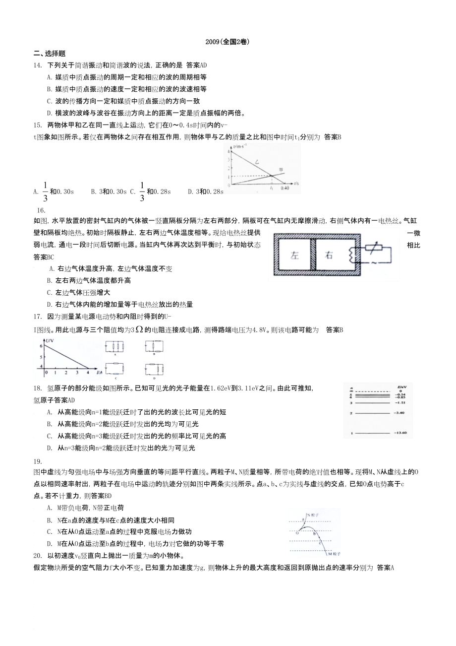 全國(guó)高考理綜試題及答案全國(guó)2_第1頁(yè)