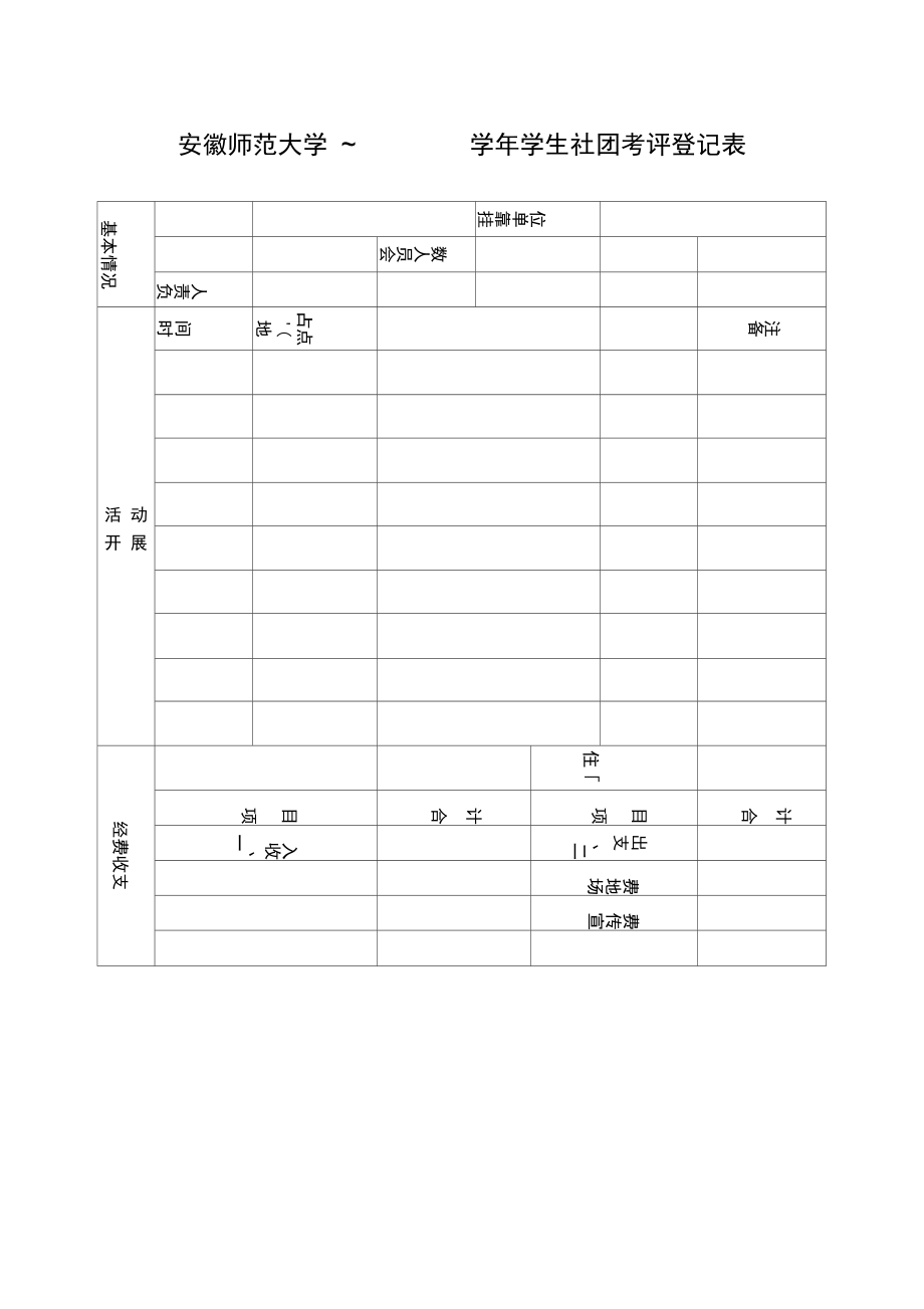 3、安徽师范大学学生社团考评登记表_第1页