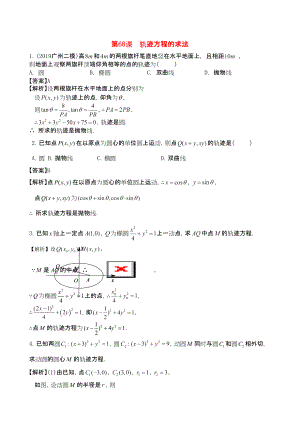 三維設計廣東文人教版2014高考數(shù)學第一輪復習考案 軌跡方程的求法 文