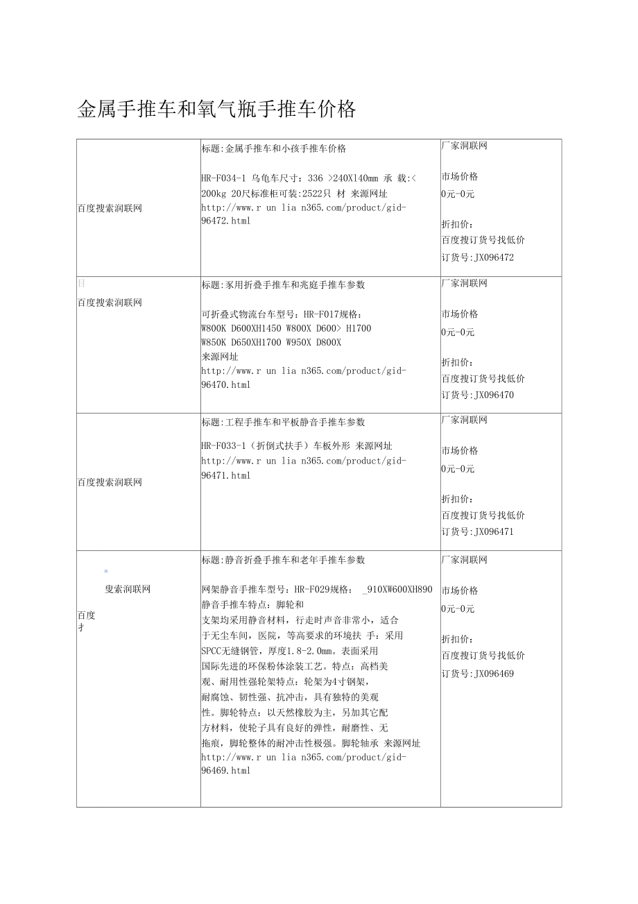 金屬手推車和氧氣瓶手推車價(jià)格_第1頁