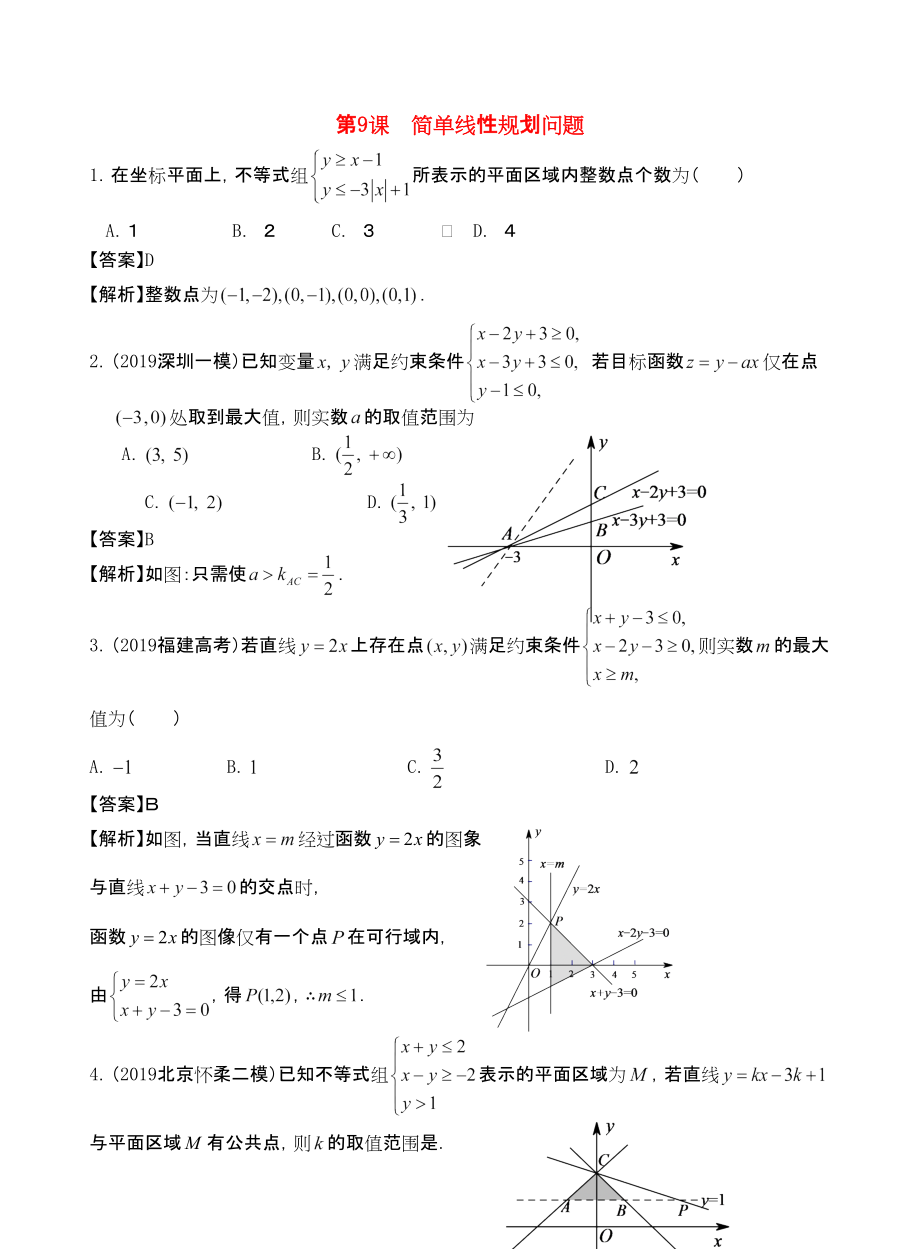 三維設(shè)計(jì)廣東文人教版2014高考數(shù)學(xué)第一輪復(fù)習(xí)考案 簡(jiǎn)單線(xiàn)性規(guī)劃問(wèn)題 文_第1頁(yè)