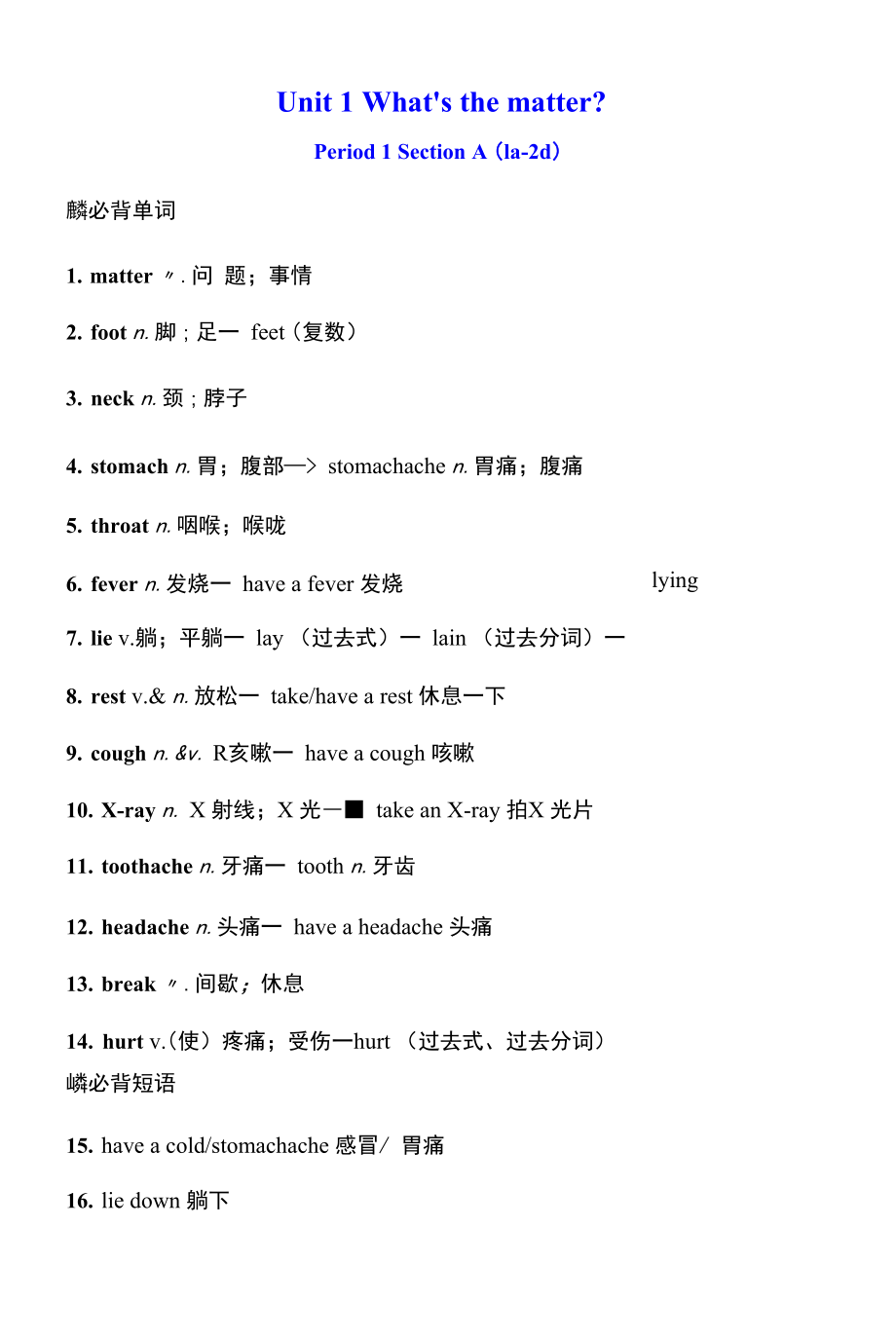 人教版八年级英语下册 Unit 1-5单元词句梳理_第1页