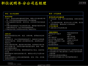 職位說明書分公司各個崗位全面覆蓋PPT