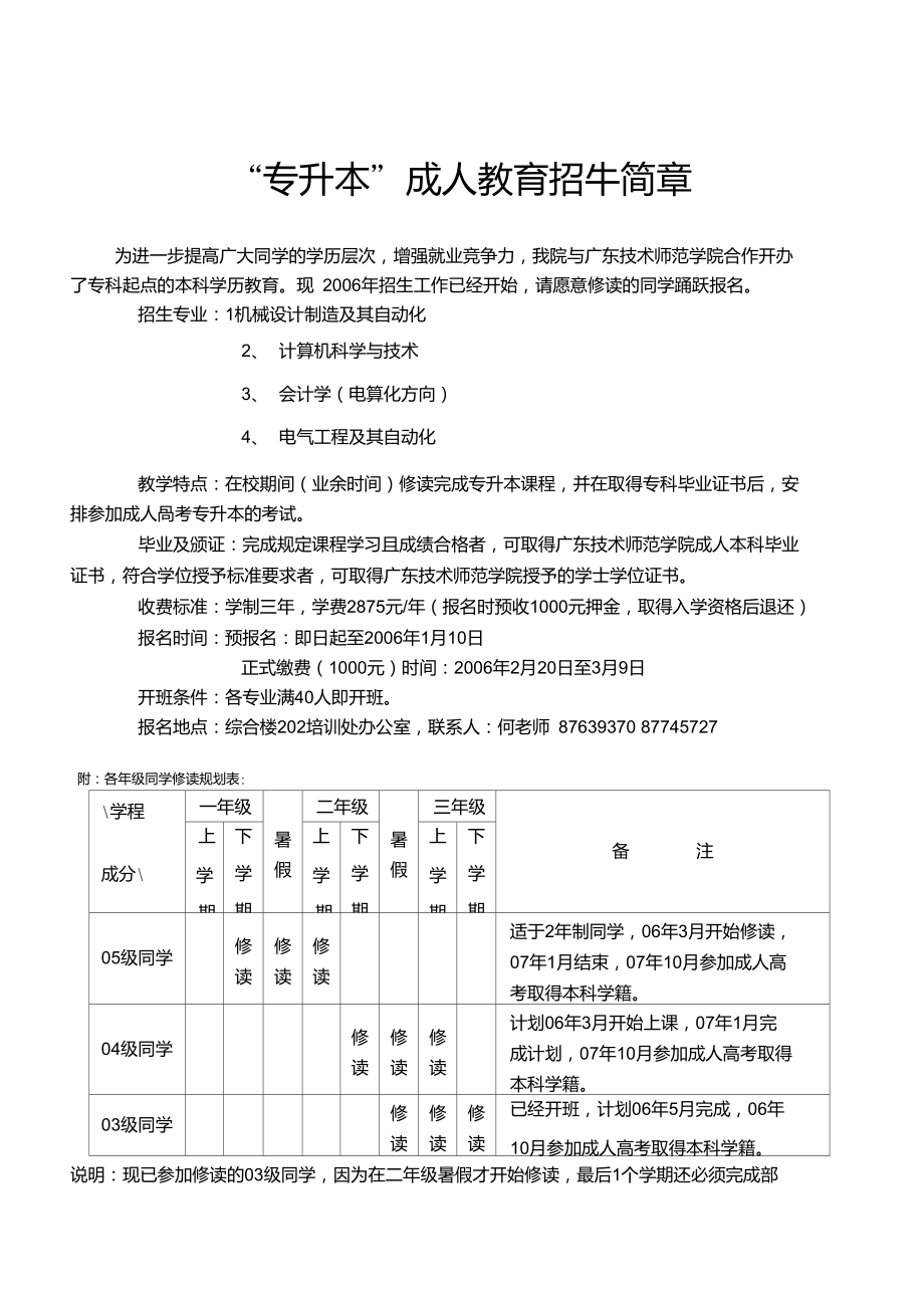 專升本成人教育招生簡章._第1頁