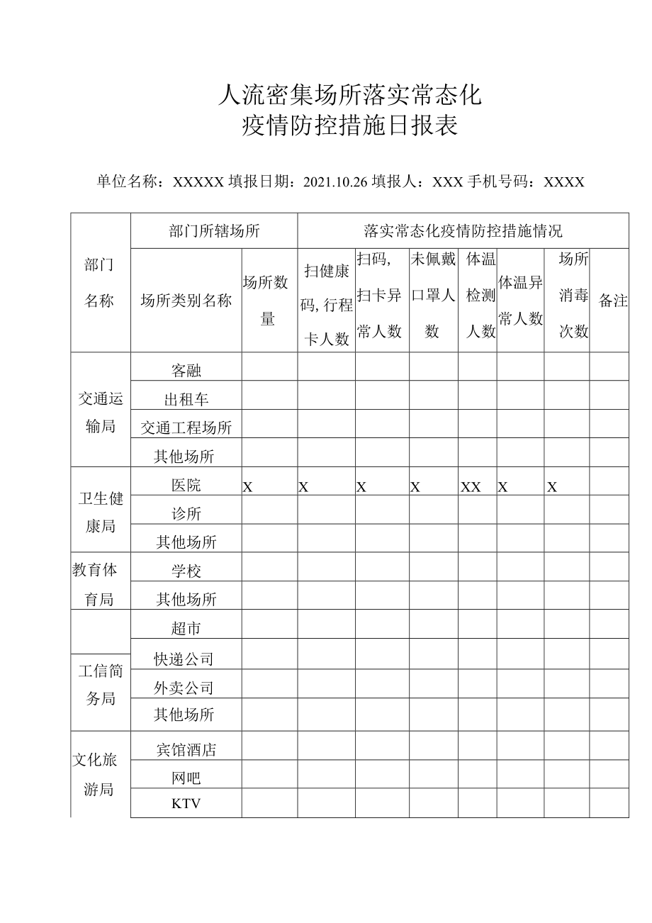 疫情日报表模板图片