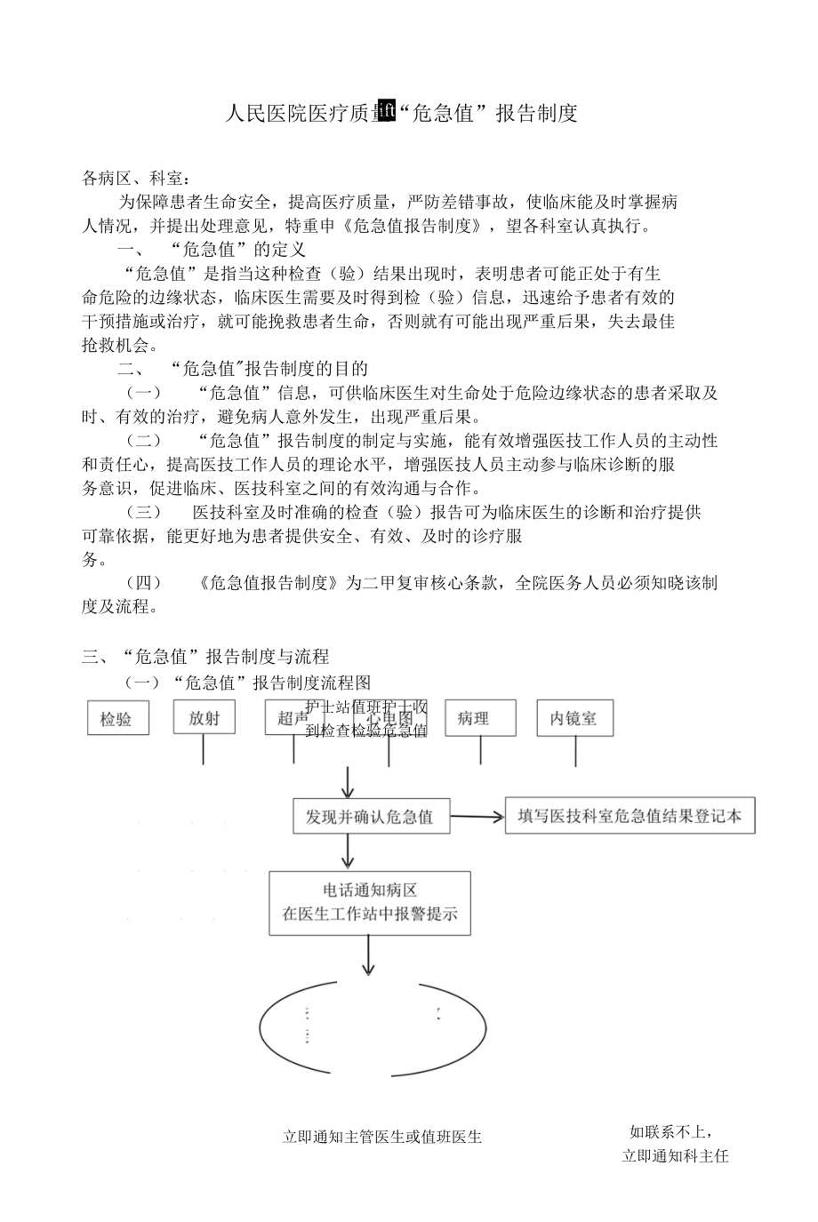 人民醫(yī)院醫(yī)療質量 “危急值”報告制度_第1頁