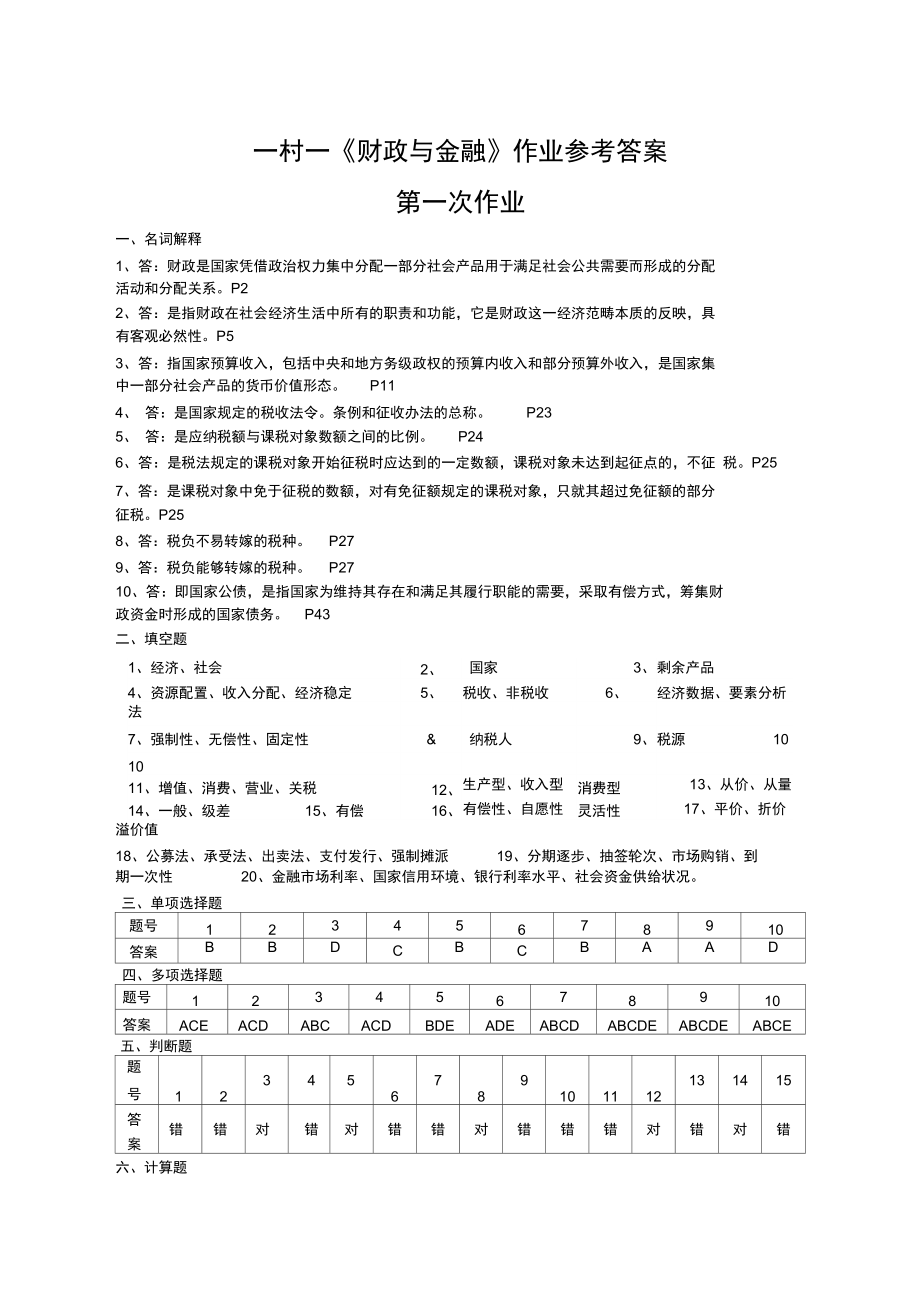 一村一大財政與金融課程形成性考核冊參考復(fù)習(xí)資料_第1頁