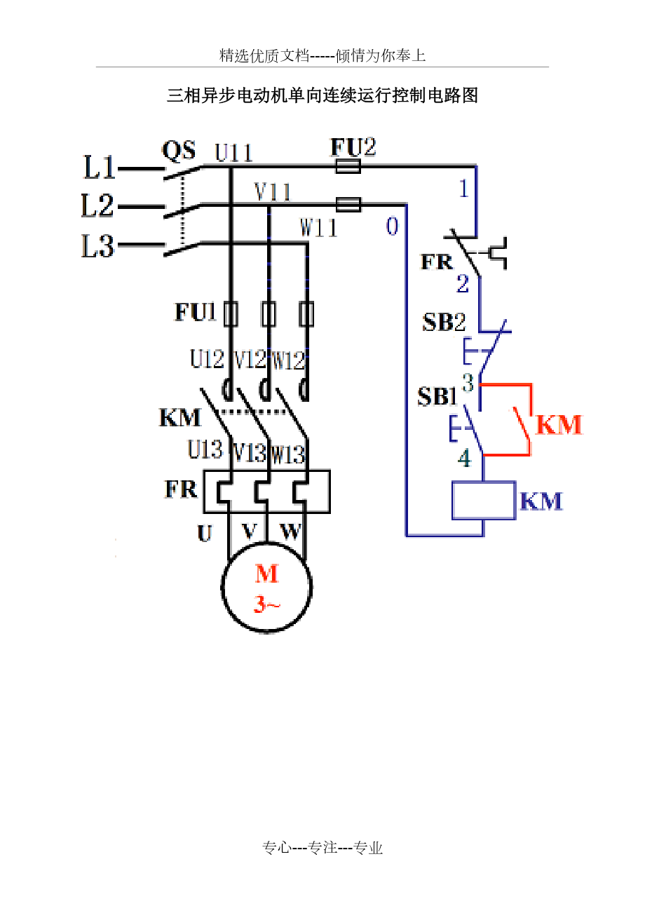 三相异步电动机单向连续运行控制电路图共2页