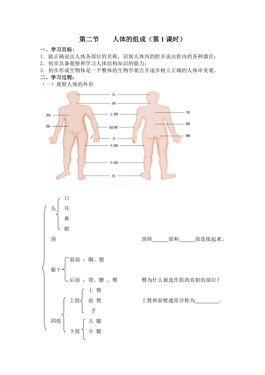 《人體的組成》第一課時(shí)導(dǎo)學(xué)案_第1頁