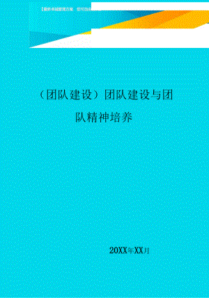 {團(tuán)隊(duì)建設(shè)}團(tuán)隊(duì)建設(shè)與團(tuán)隊(duì)精神培養(yǎng)