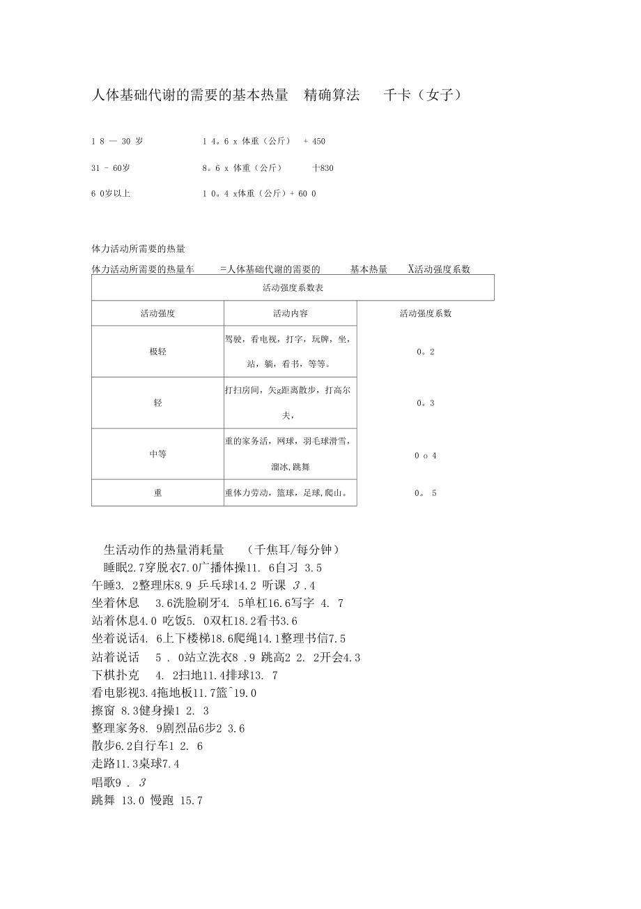 「人體基礎(chǔ)代謝的需要的基本熱量精確算法」_第1頁