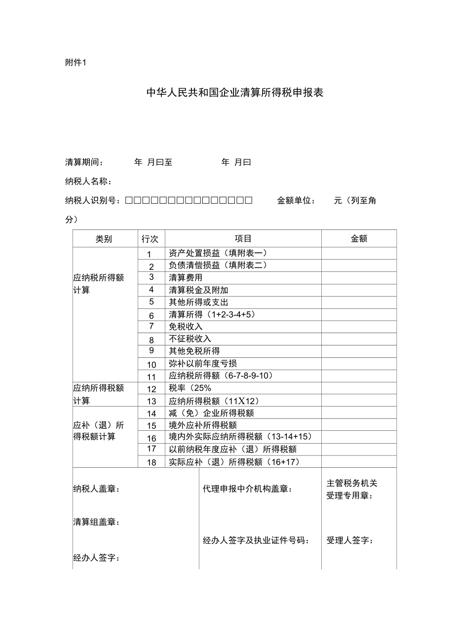 企业清算报表模板表格图片