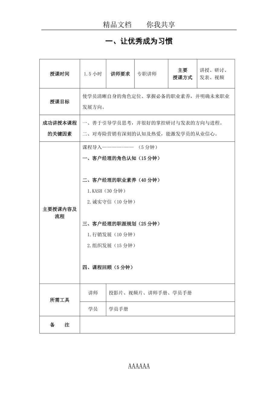 2.1.客户经理晋升：让优秀成为习惯.讲师手册_第1页