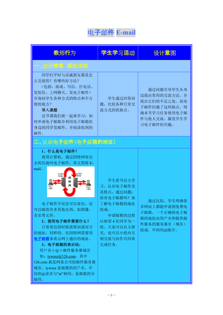 電子郵件email教學設計