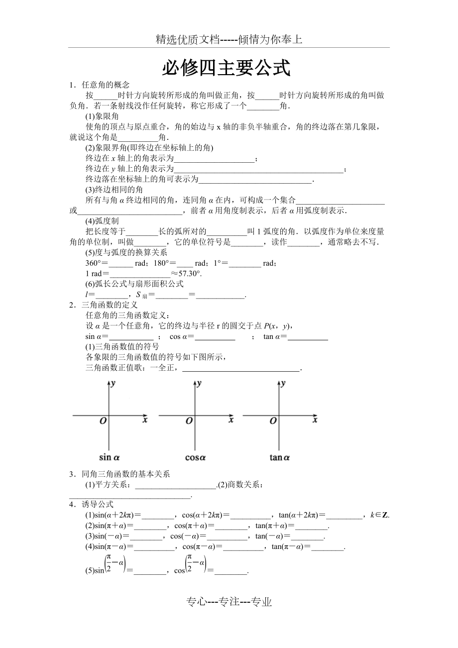 必修四主要公式(默写使用)(共5页)_第1页