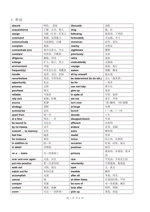 大學(xué)英語精讀1 -- 復(fù)習(xí)提綱