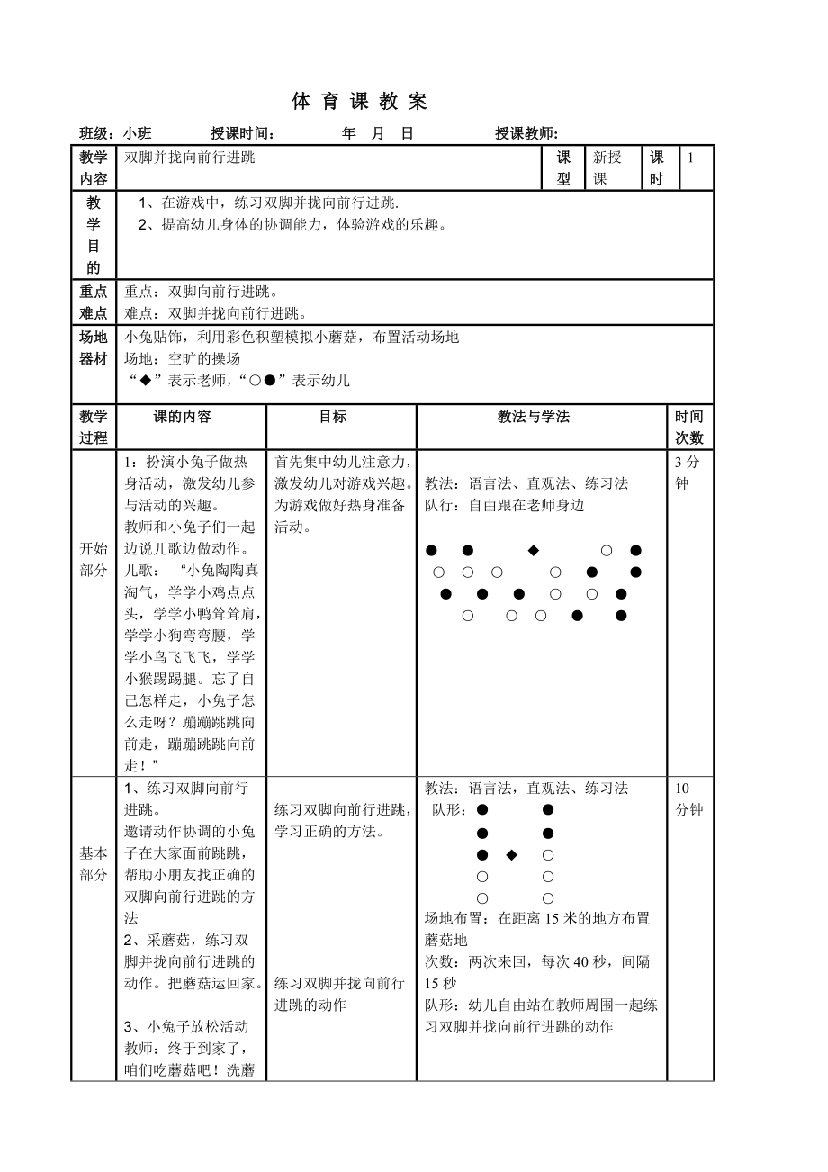 體育課教案;小班《小兔子采蘑菇》_第1頁