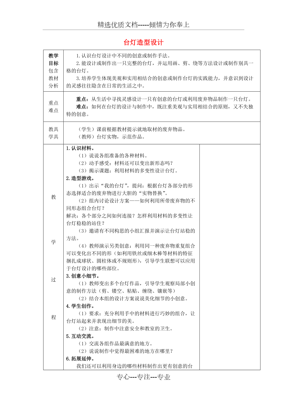 三年級美術(shù)下冊第2課《臺燈造型設(shè)計》教案浙美版正式版(共3頁)_第1頁