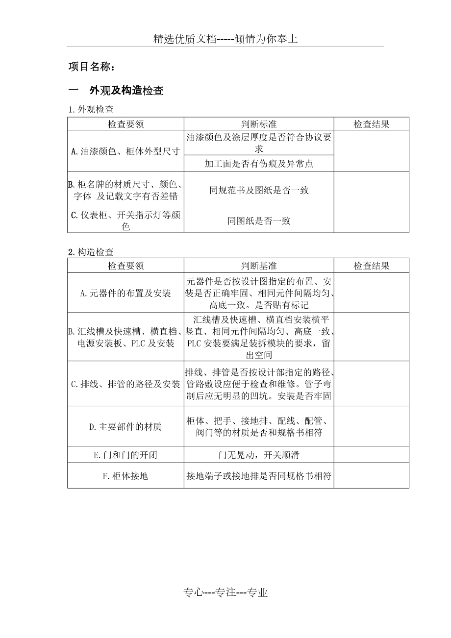 PLC机柜验收报告(共2页)_第1页