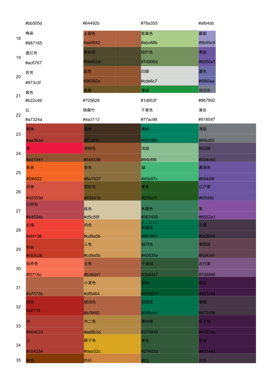 不同颜色的名称及图片图片