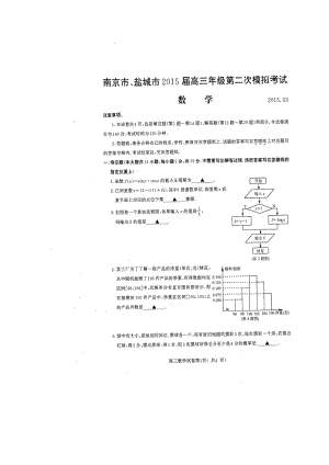 南京市、盐城市2015届高三年级第二次模拟考试（包括附加）数学