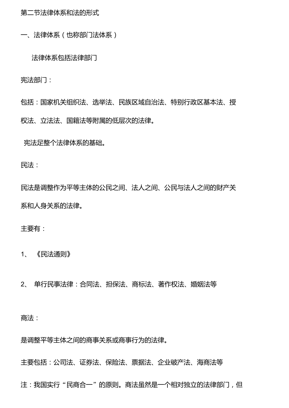 二建法規知識點彙總第二節法律體系和法的形式