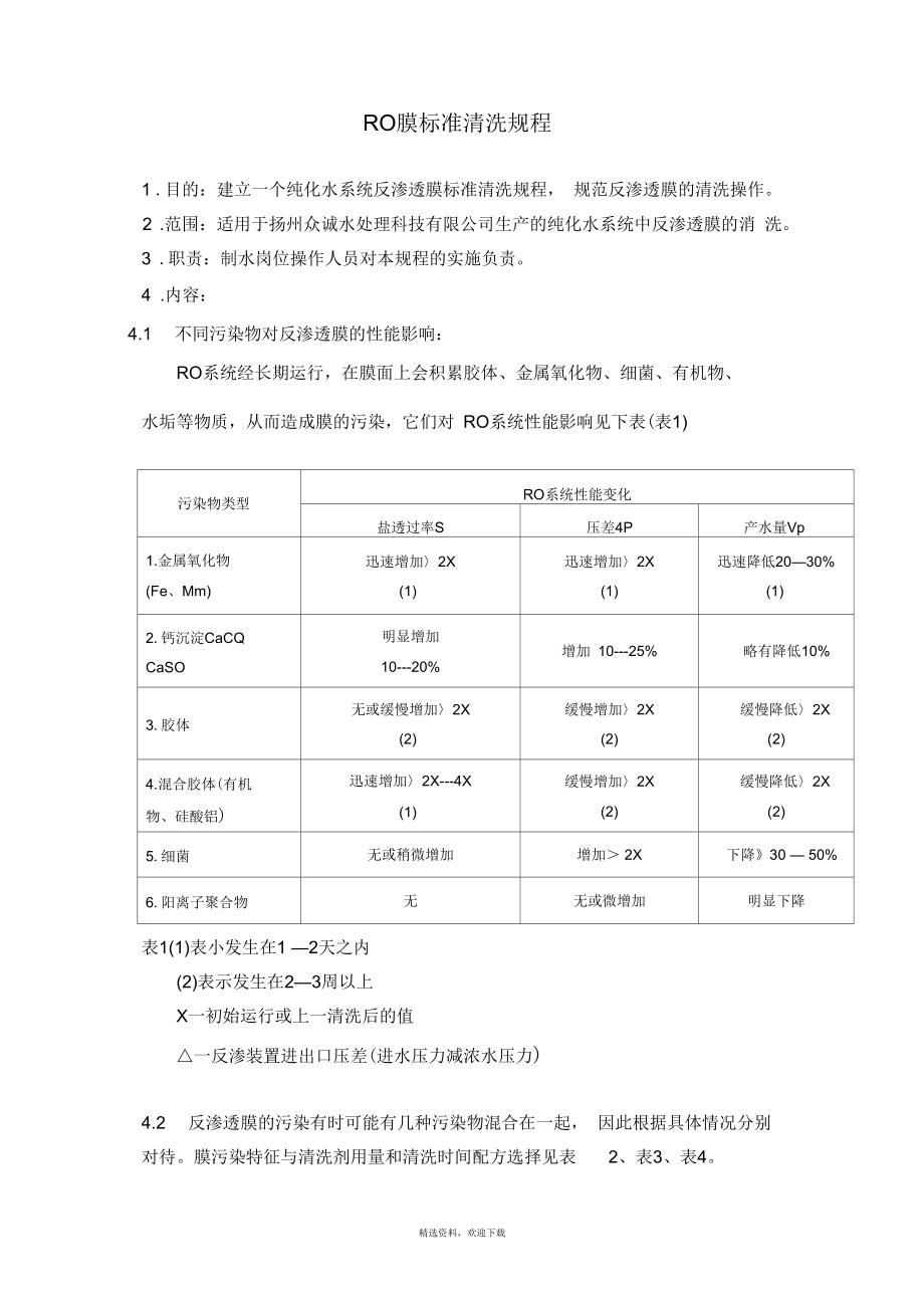 RO膜标准清洗规程_第1页