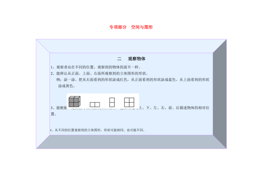 三年級數(shù)學(xué)上冊 教材梳理 專項部分 空間與圖形 北師大版 素材_第1頁