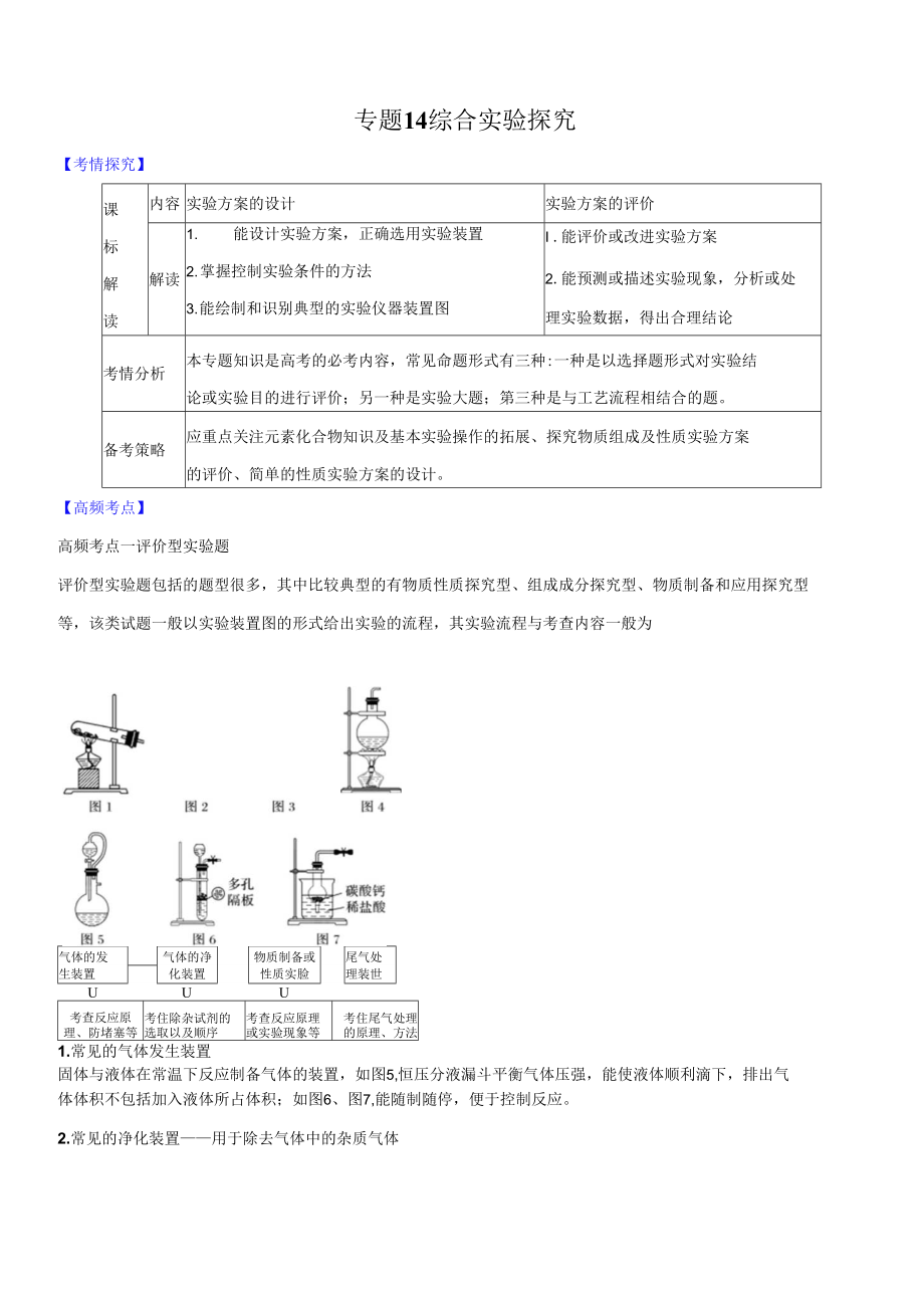 高三二輪復(fù)習(xí) 專題14　綜合實驗探究 （講）解析版_第1頁