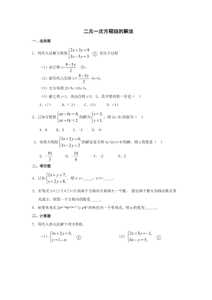 二元一次方程组的解法分层作业设计[1]
