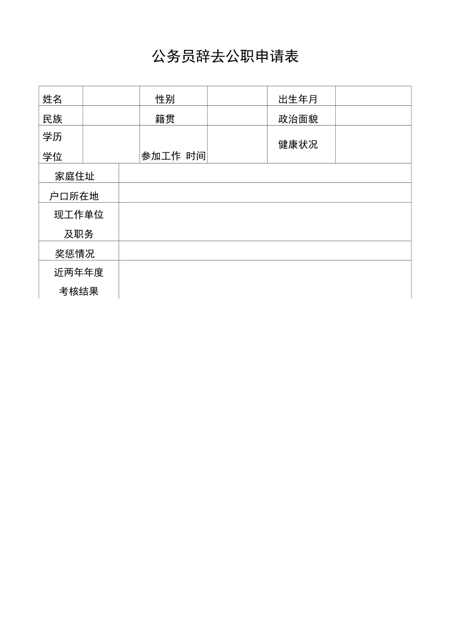 公务员辞职申请表_第1页