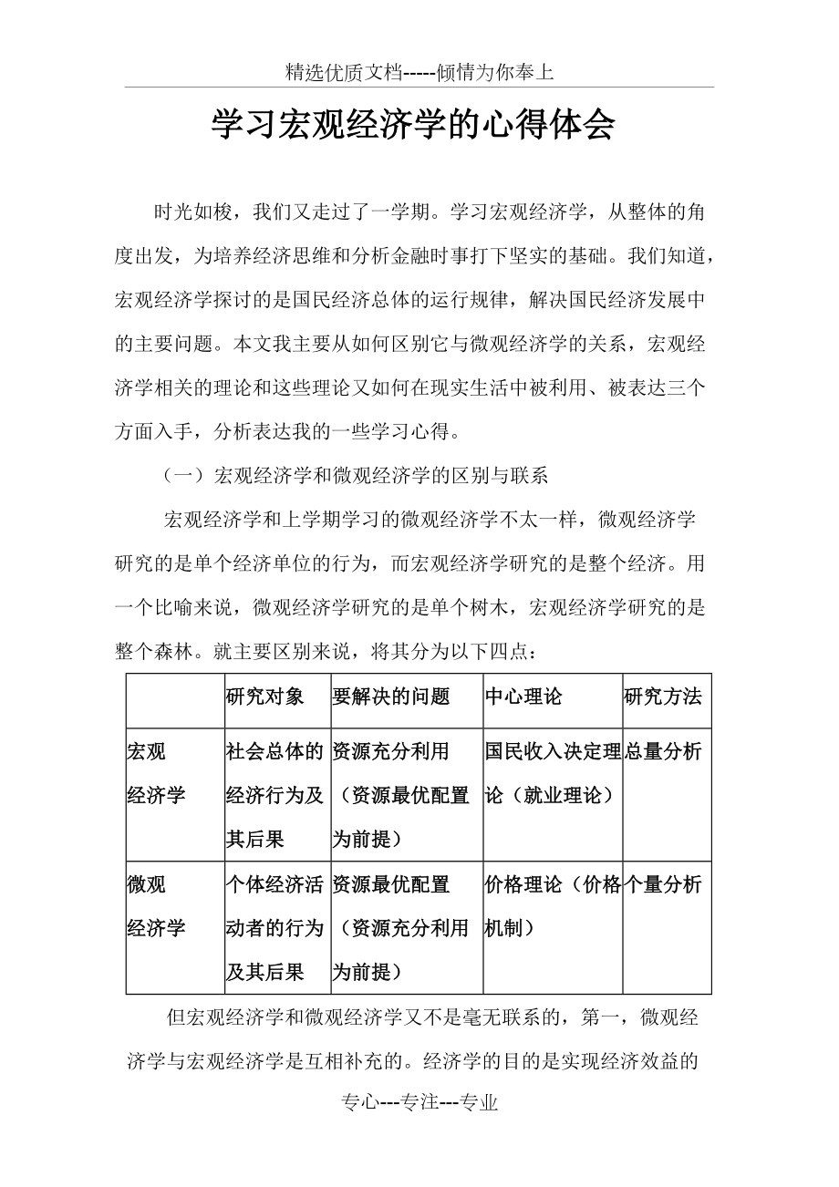 宏观经济学的心得和体会共5页