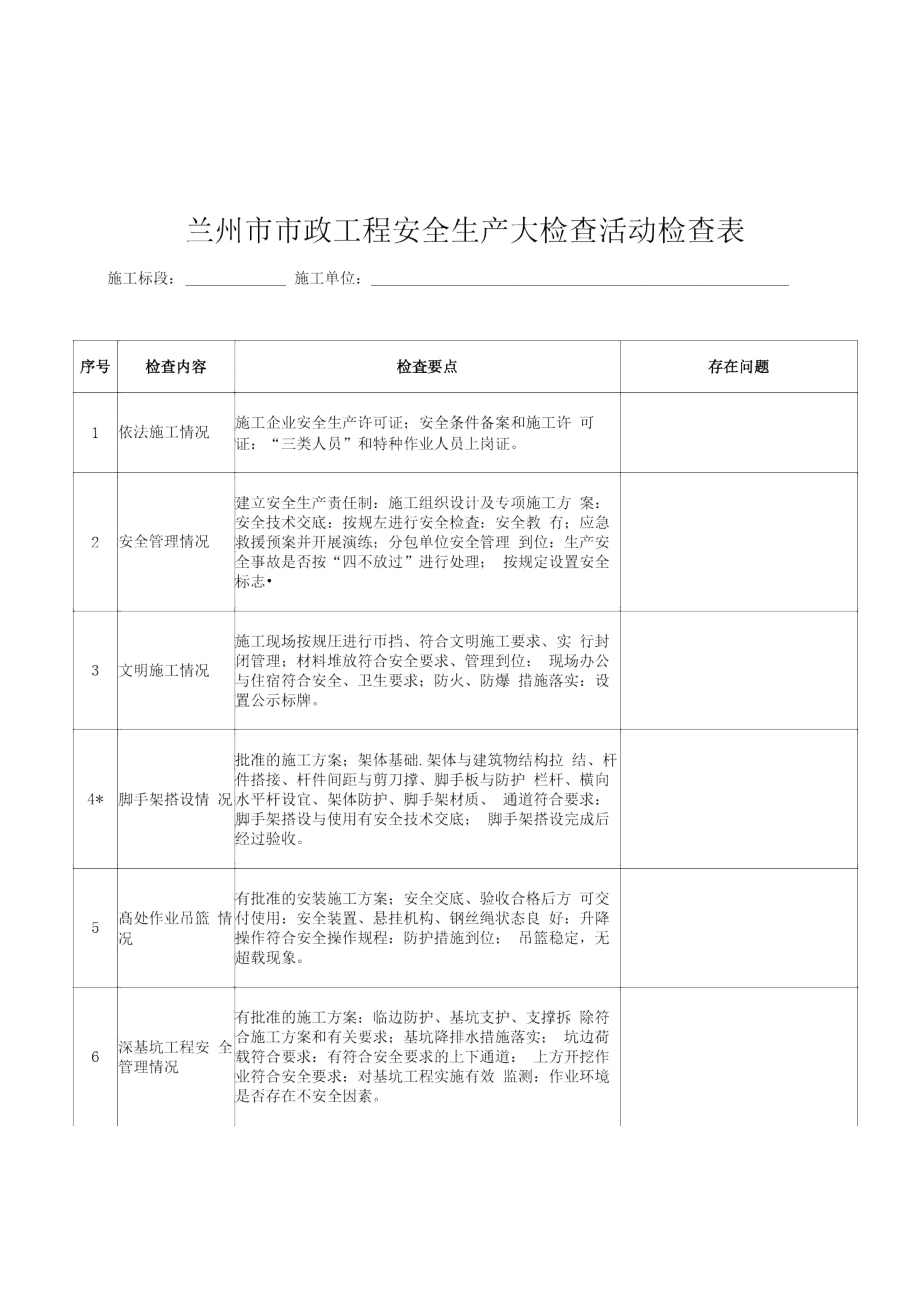 安全大檢查施工檢查表_第1頁(yè)