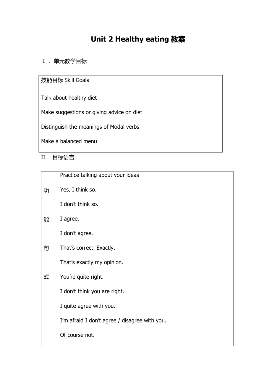 Unit 2 Healthy eating教案_第1頁(yè)