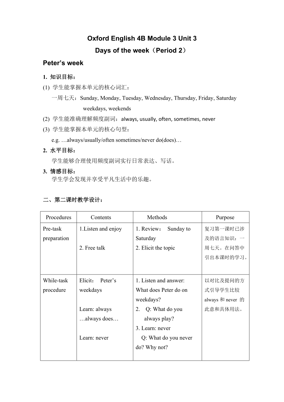 4AM3U3Days of the week教案_第1頁(yè)