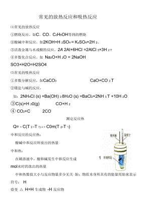 常見(jiàn)放熱反應(yīng)和吸熱反應(yīng)