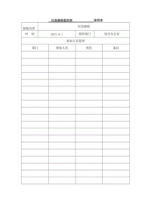 應急預案演練簽到表