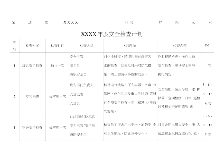 年度安全检查计划_第1页