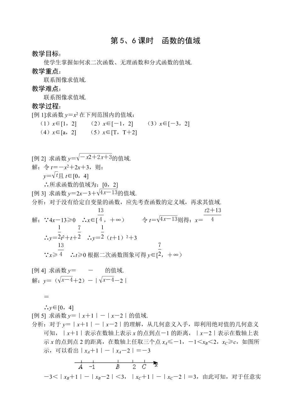 第5、6課時函數(shù)的值域_第1頁